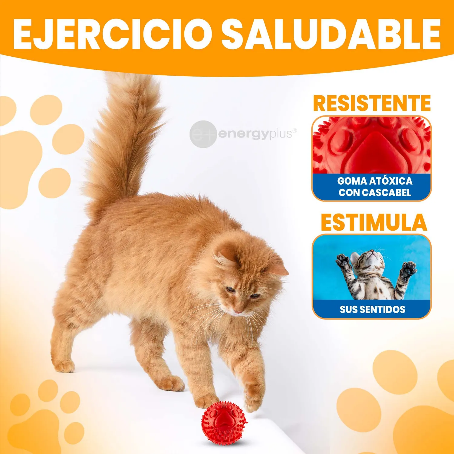 Pelota Goma Con Cascabel Juguete Gatos Rojo 3