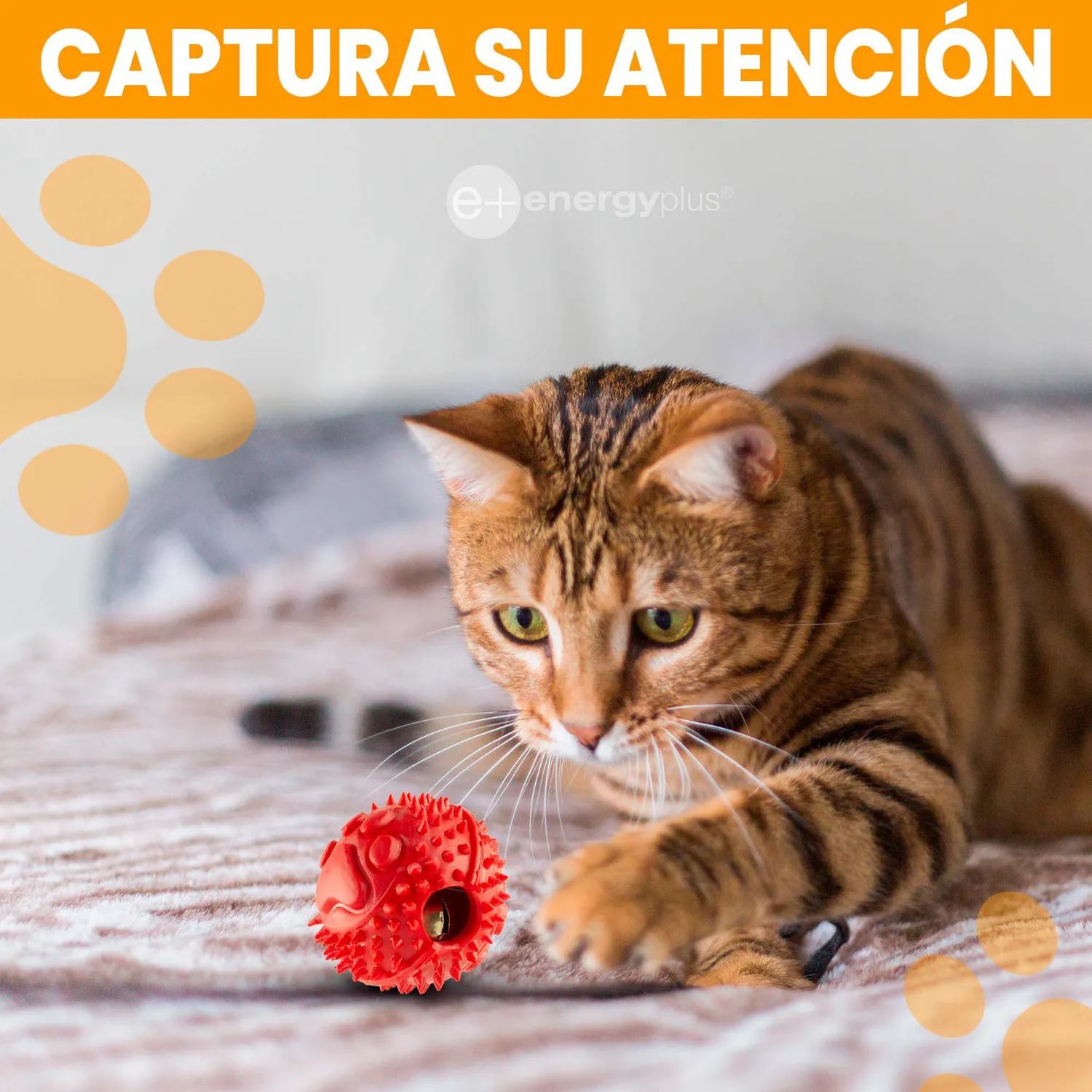 Pelota Goma Con Cascabel Juguete Gatos Rojo 4