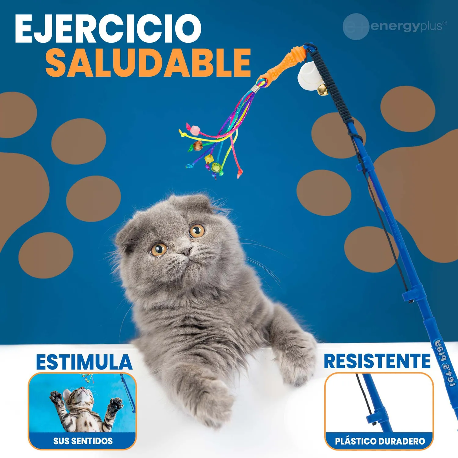 Juguete Gato Caña de Pescar Con Señuelo Naranja 3