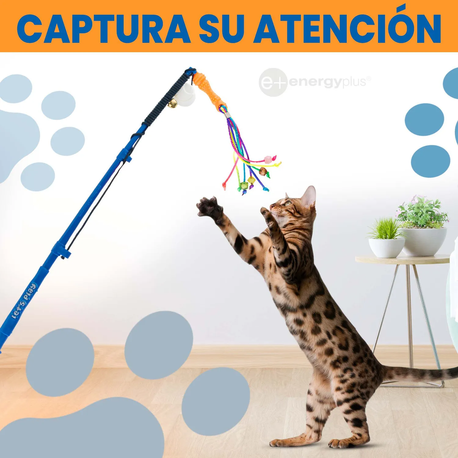 Juguete Gato Caña de Pescar Con Señuelo Naranja 4