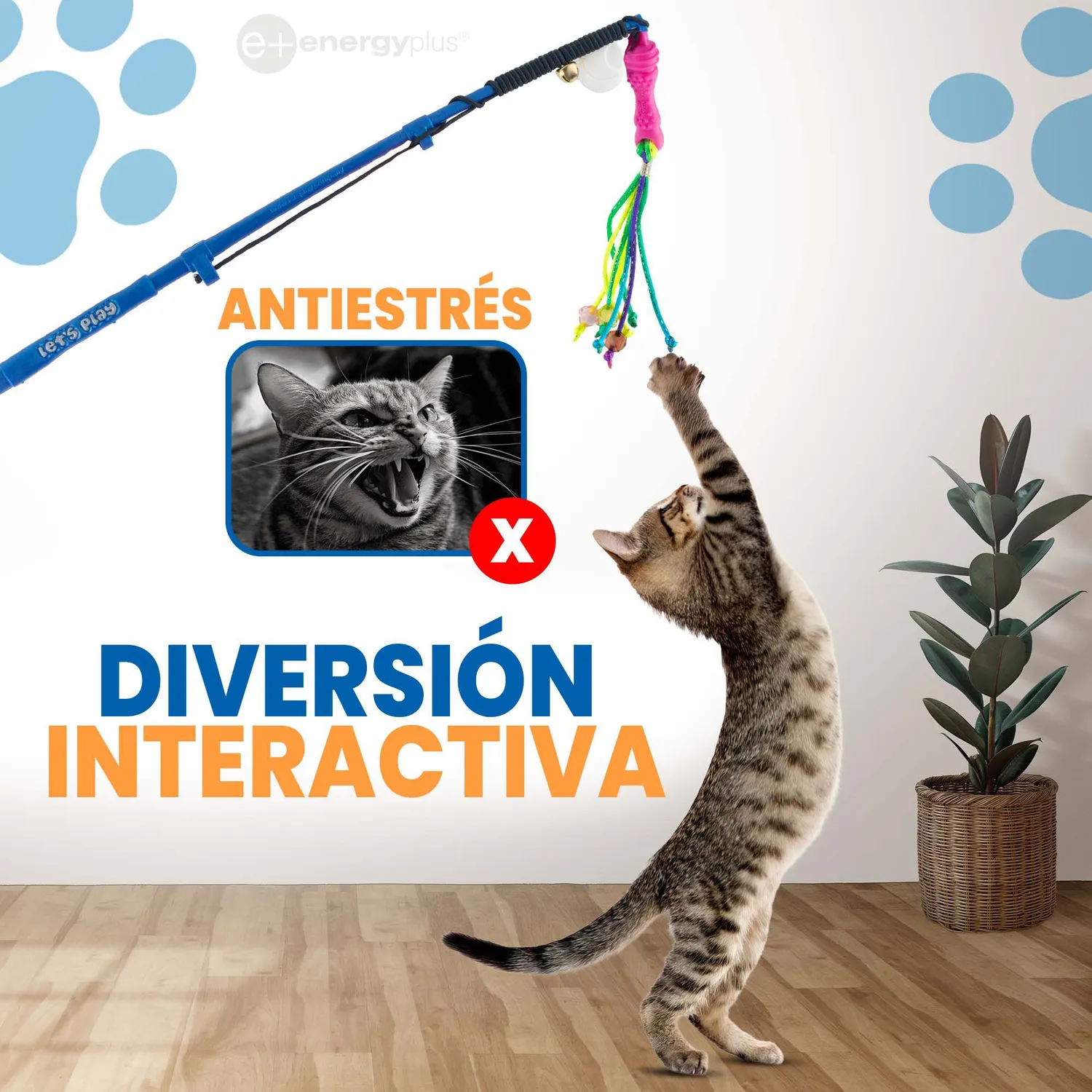 Juguete Gato Caña de Pescar Con Señuelo Lazo Fucsia