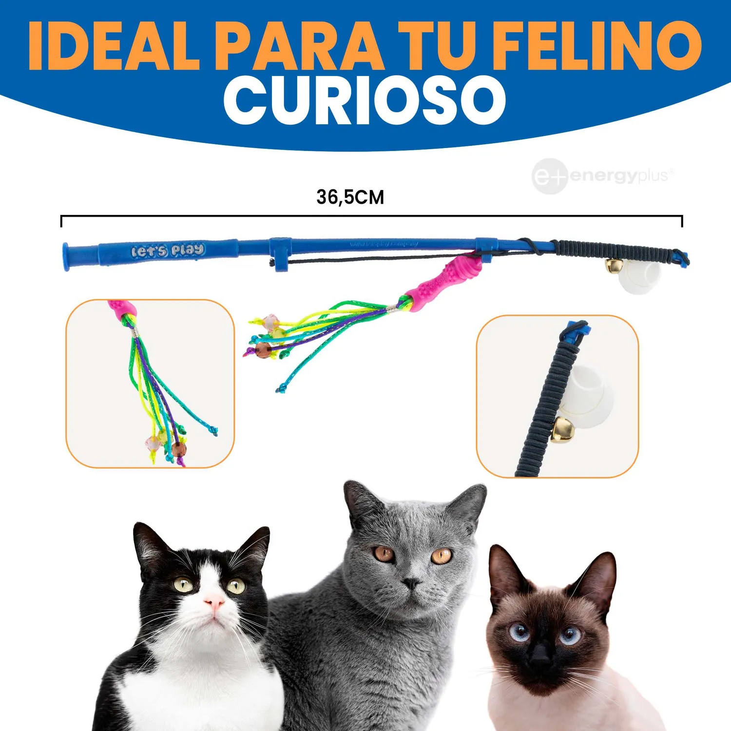 Juguete Gato Caña de Pescar Con Señuelo Lazo Fucsia 5