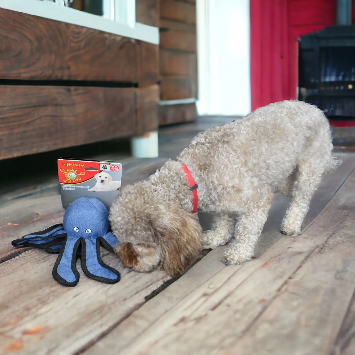 Peluche para perro pulpo manotas en jean 32x33cm colmascotas