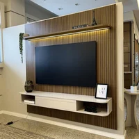 Combo Panel Mueble TV 75" y Mueble Bar en Mdp Pino con Blanco
