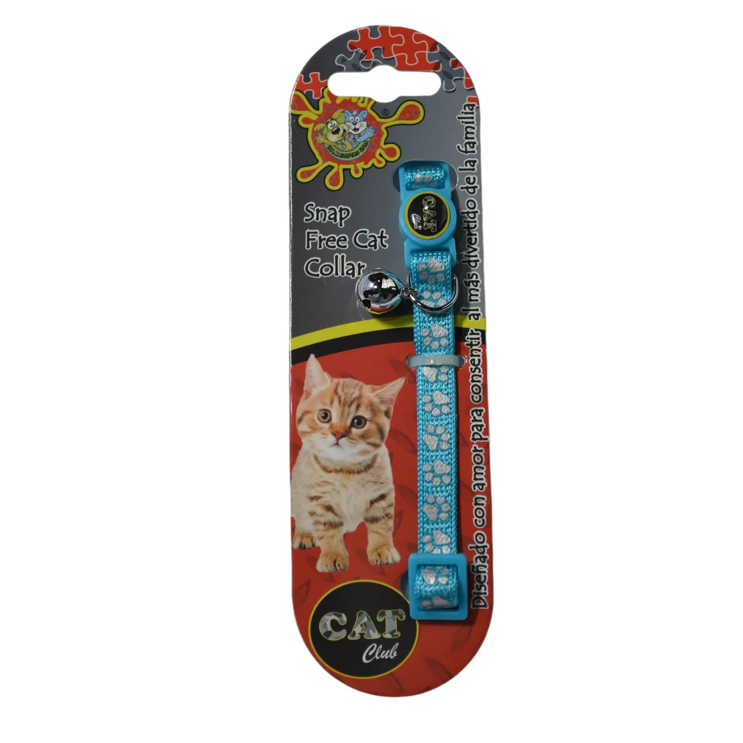 Collar Importado Para Gato Huellitas Azul