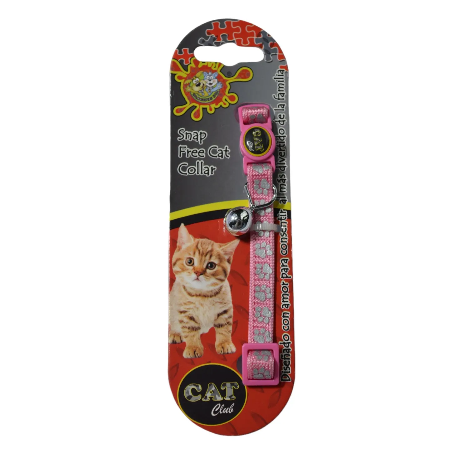 Collar Importado Para Gato Huellitas Rosado