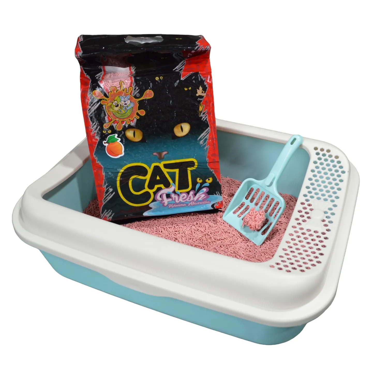 Arena Sanitaria Ecológica de Soja y Antialérgica para Gatos Aroma Durazno 2.4kg