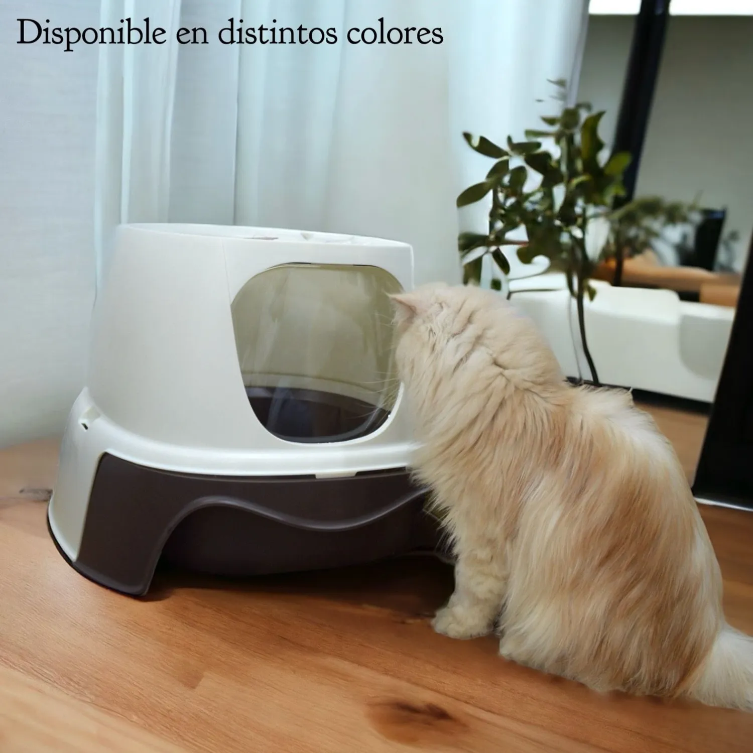 Arenera cubierta para gato plástica con puerta vaivén gris 56*51*39cm colmascotas 3