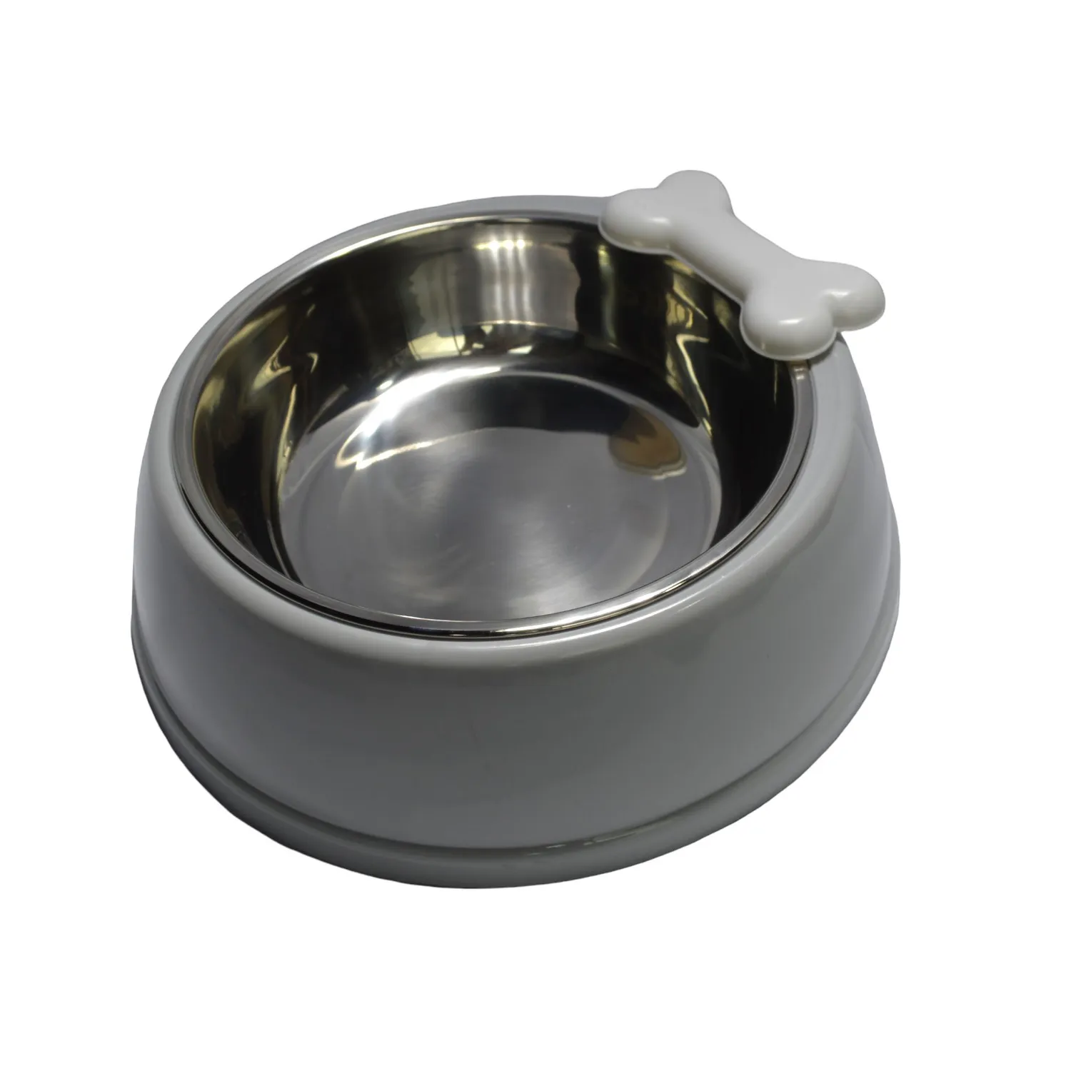 Comedero para mascotas deluxe hueso gris pequeño 18cm colmascotas