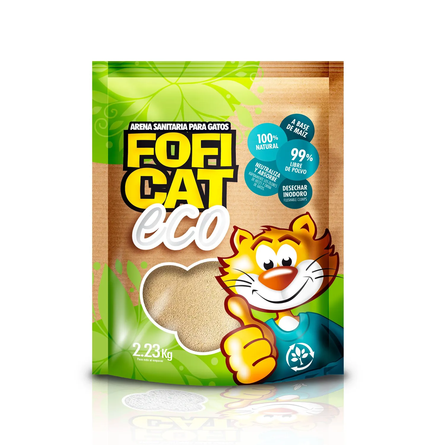 Arena Sanitaria para Gato Ecológica Bio Aglomerante Maíz Foficat 2.27Kg