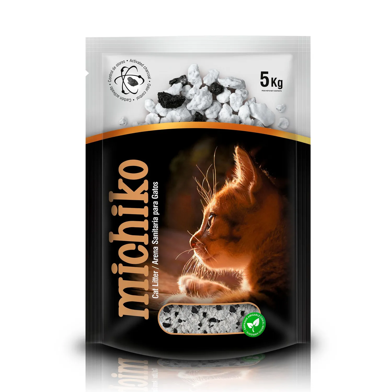 Arena Sanitaria para Gato Aglomerante Bentonita Michiko Carbón 5 Kg