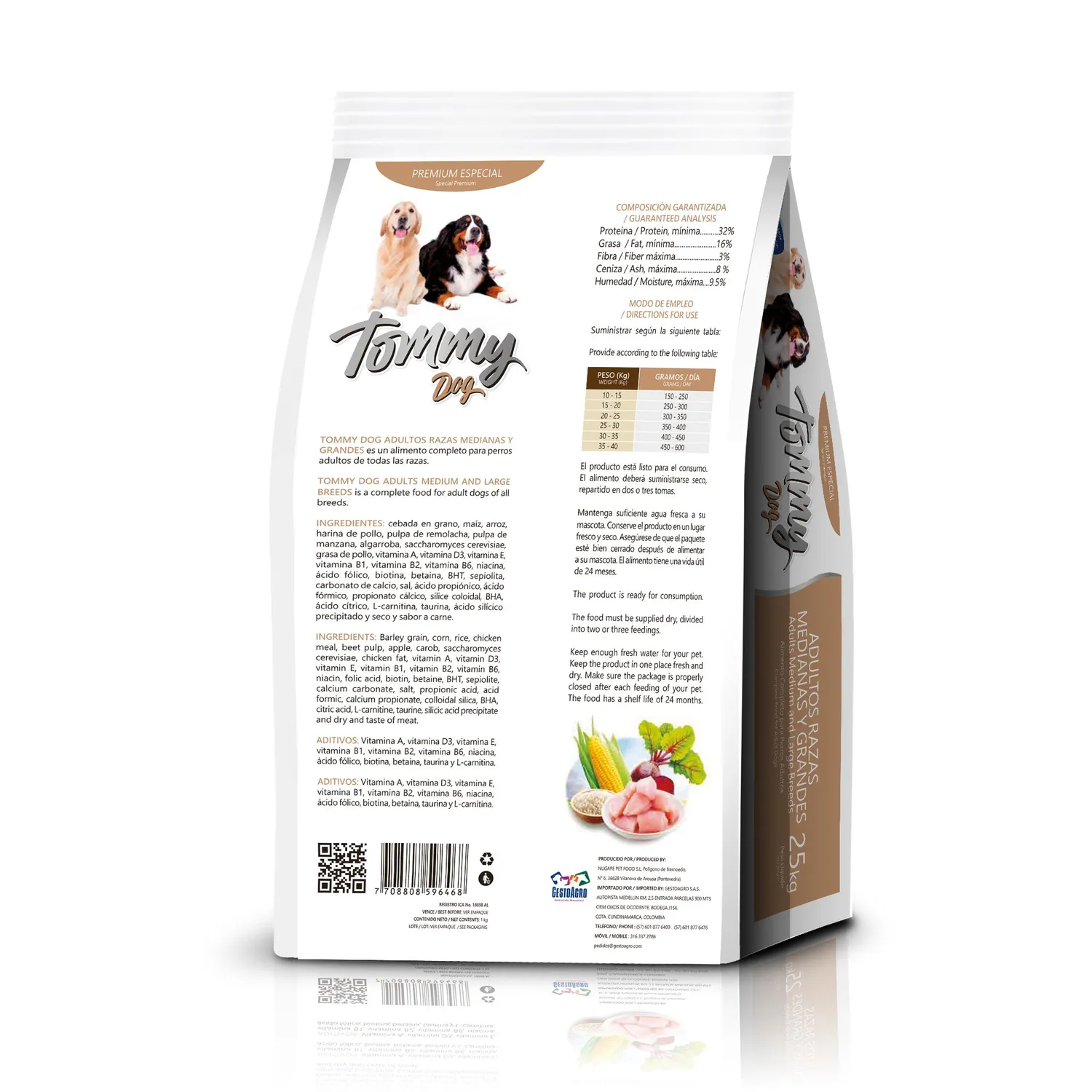 Comida Seca Para Perros Tommy Dogs Adulto Raza Mediana X 25 Kg Tommy Dogs