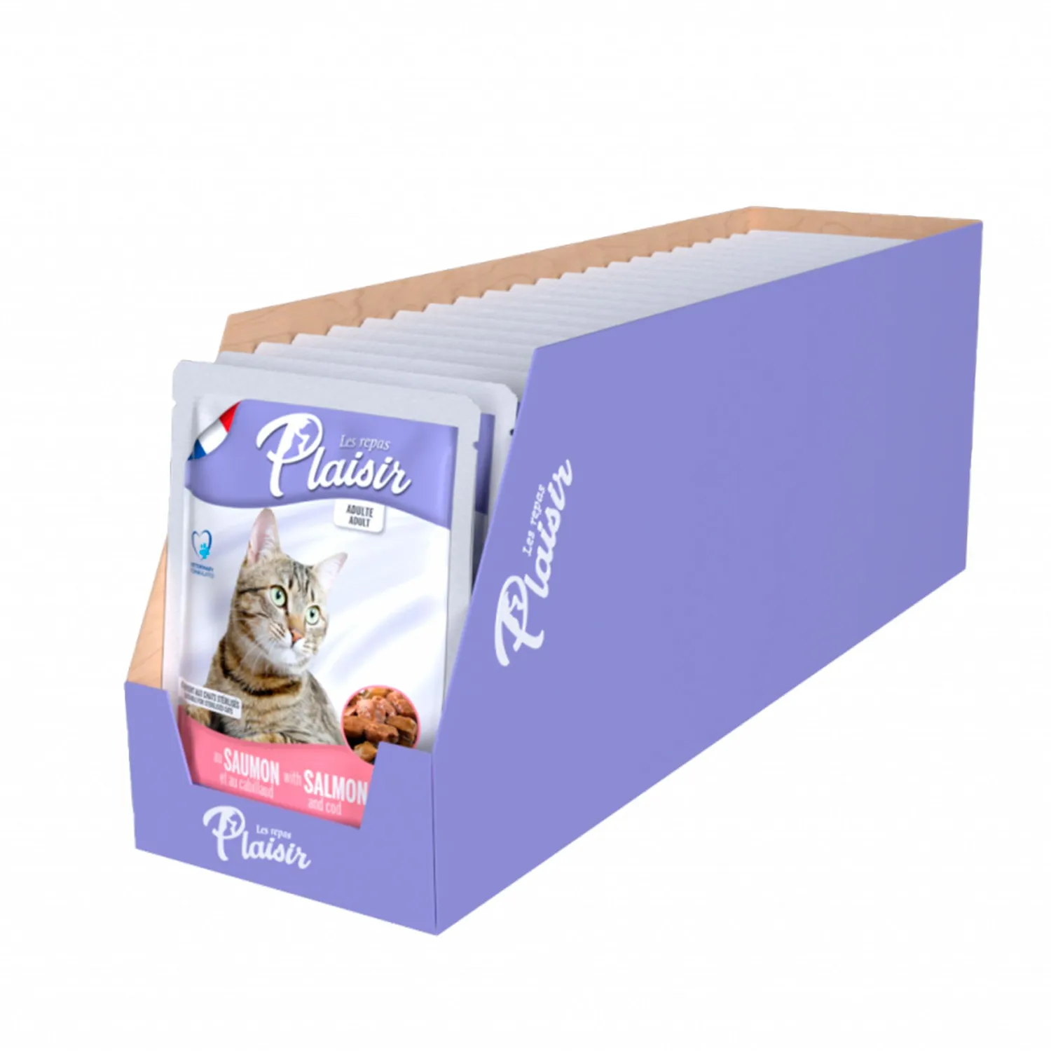 Comida Húmeda Para Gato Plasir Trozos De Salmón Y Bacalao 100gr