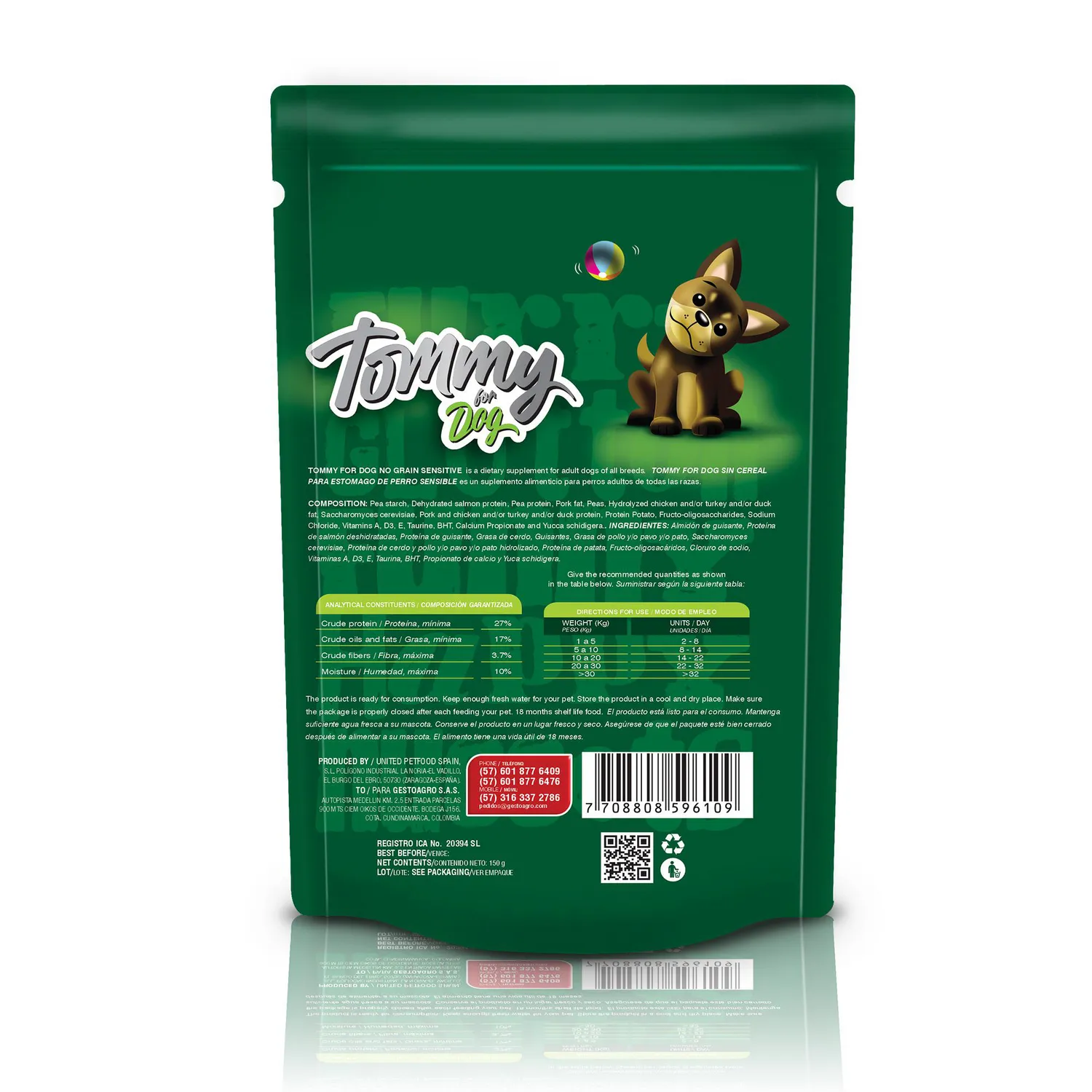Snack para perro tommy for dog no grain sensitive 150gr