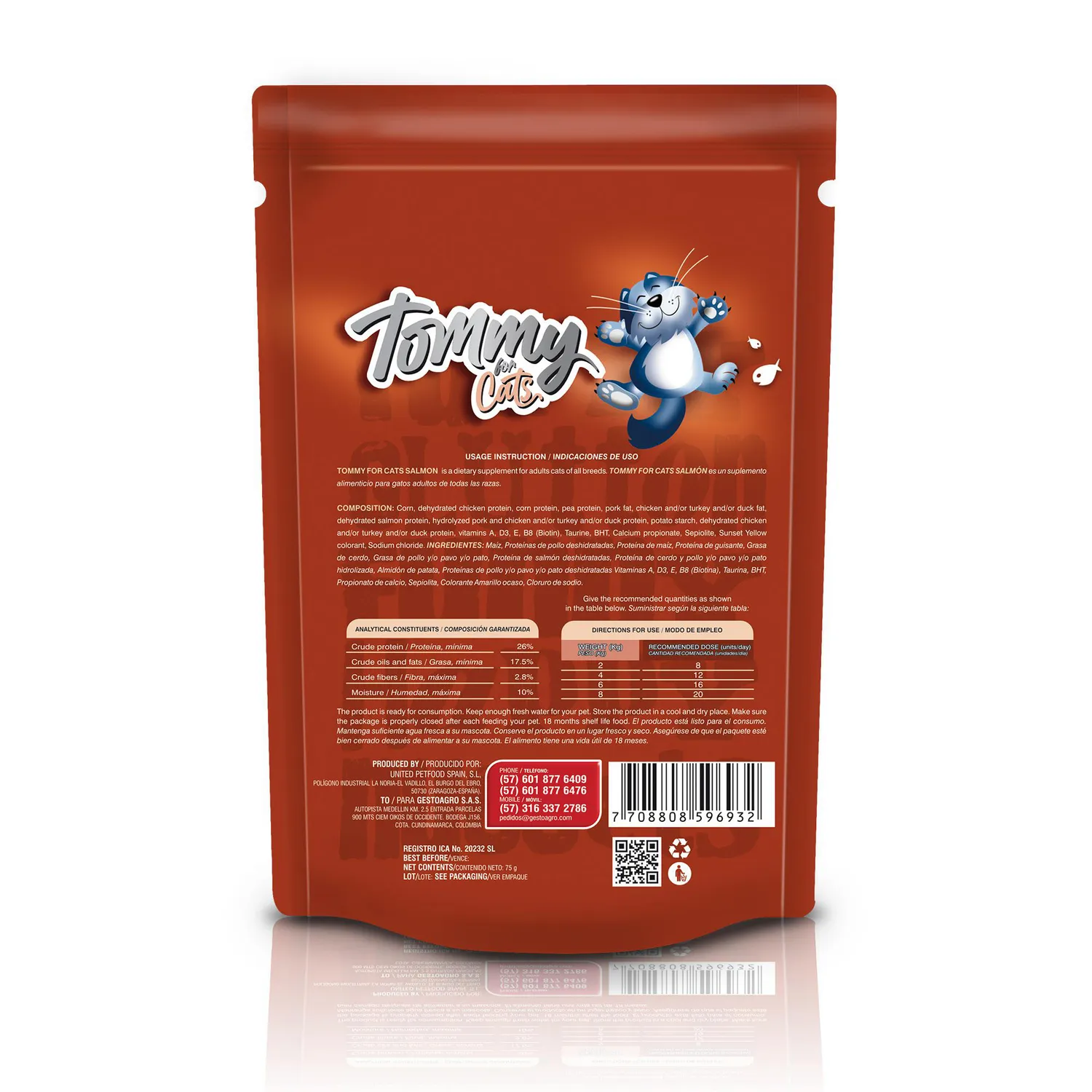 Snack para gato tommy for cat sabor a salmón 75gr