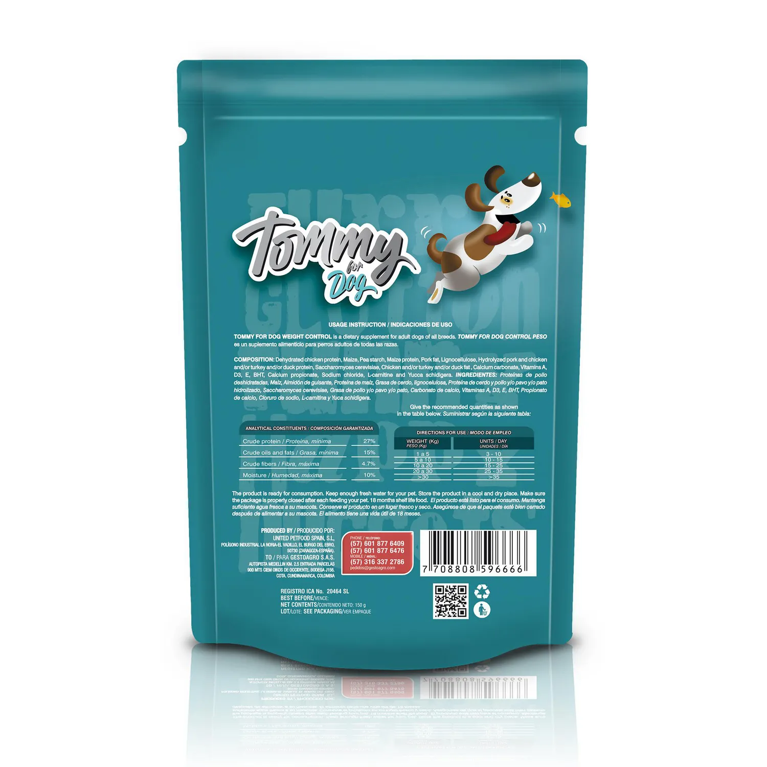 Snack para perro tommy for dog weight control 150gr