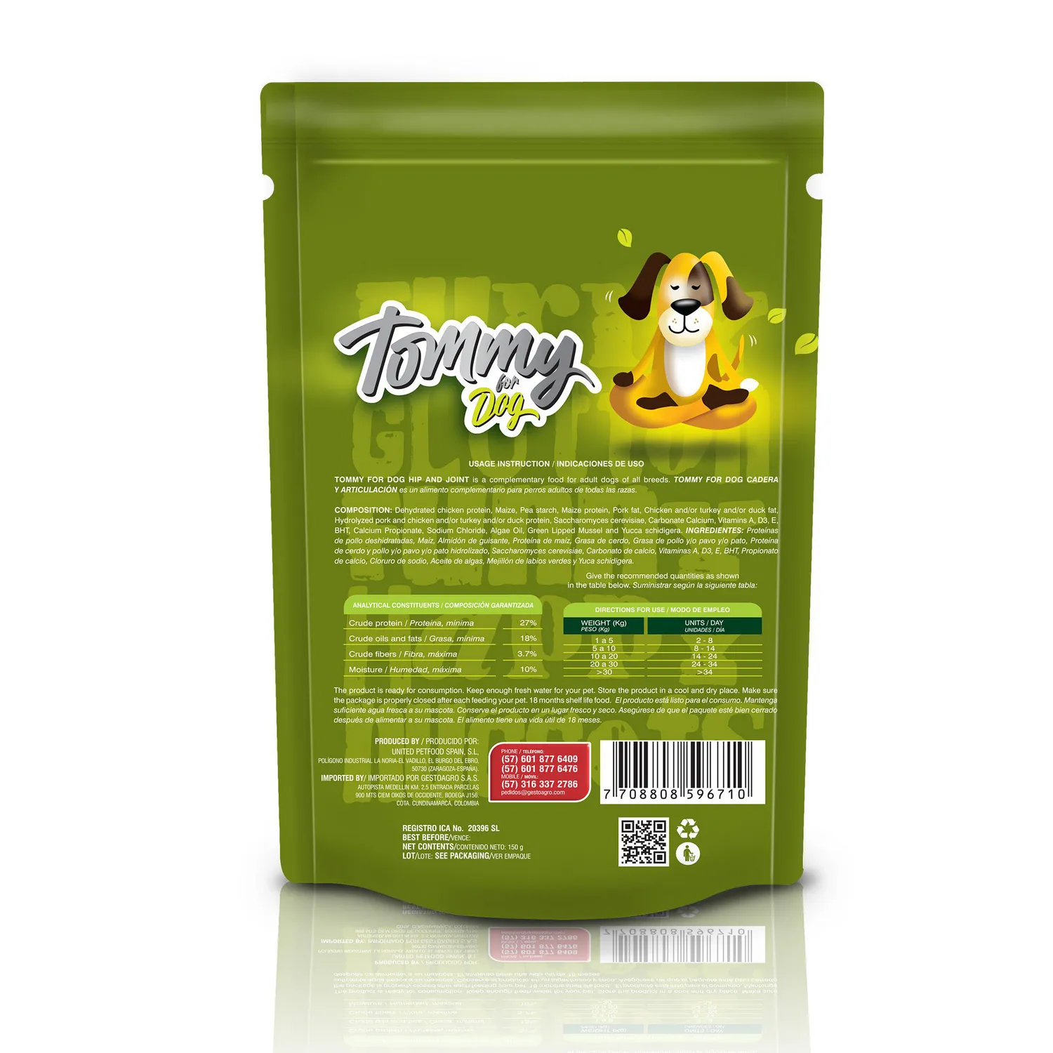 Snack para perro tommy for dog hip and joint 150gr