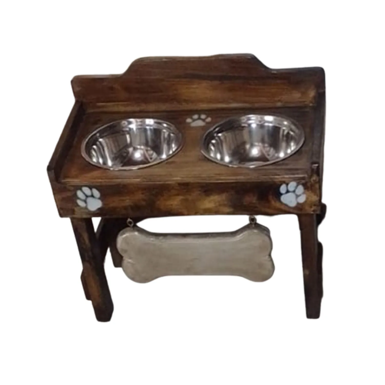 Comedero Para Perro Clasic L Pino-Platos Metalicos Madelau 3
