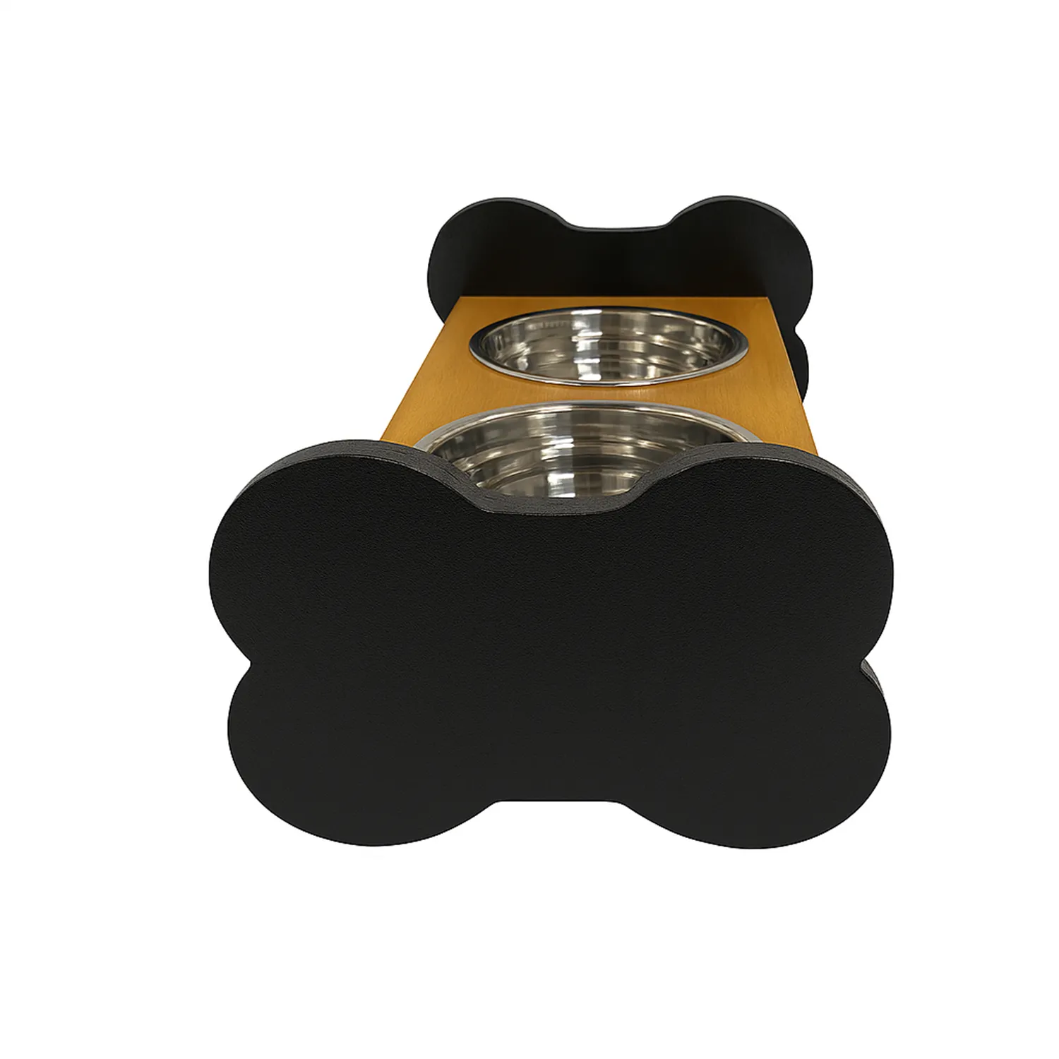 Comedero Para Perro Hueso M Pino-Platos Metalicos Negro Madelau 3