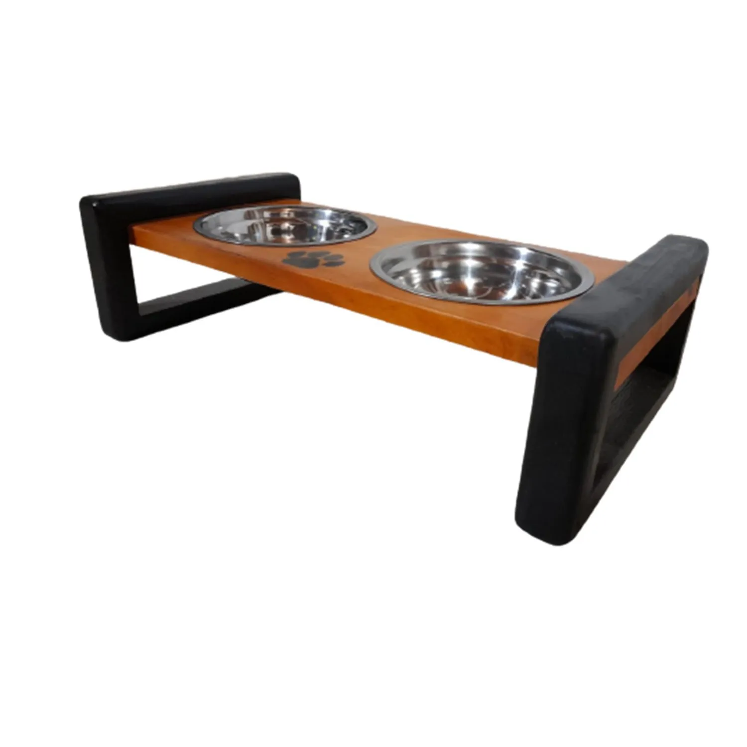 Comedero Para Perro Floating S Pino-Platos Metalicos Negro Madelau