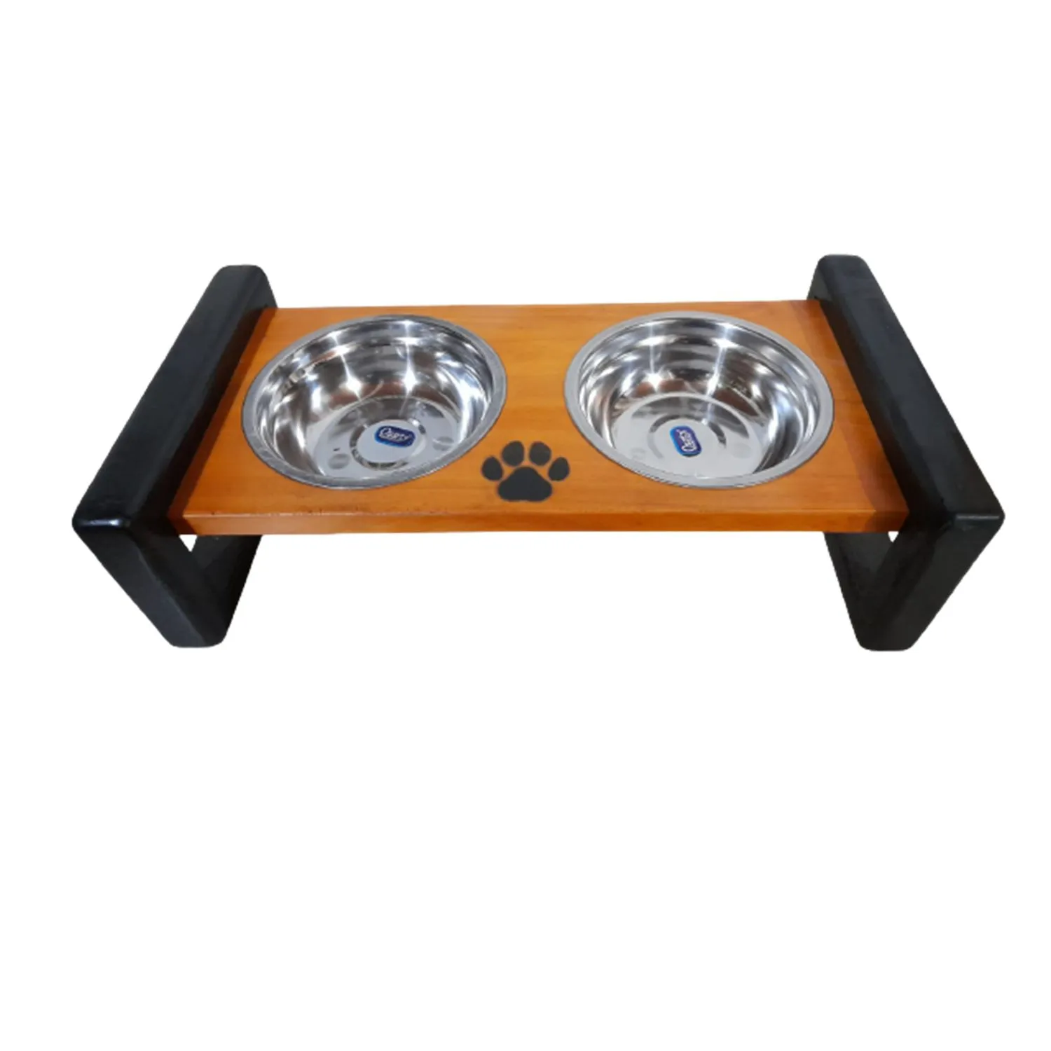 Comedero Para Perro Floating M Pino-Platos Metalicos Negro Madelau