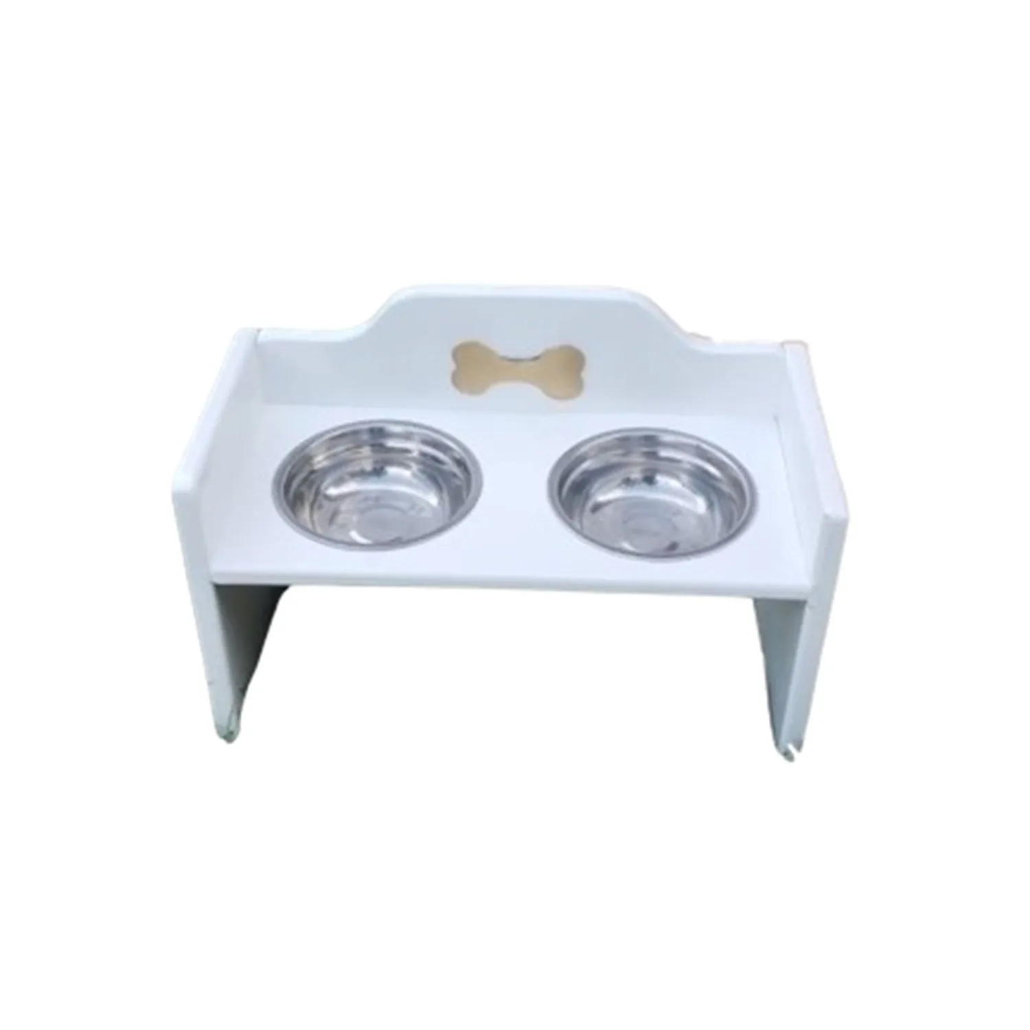 Comedero Para Perro Huellas M Pino-Platos Metalicos Blanco Madelau