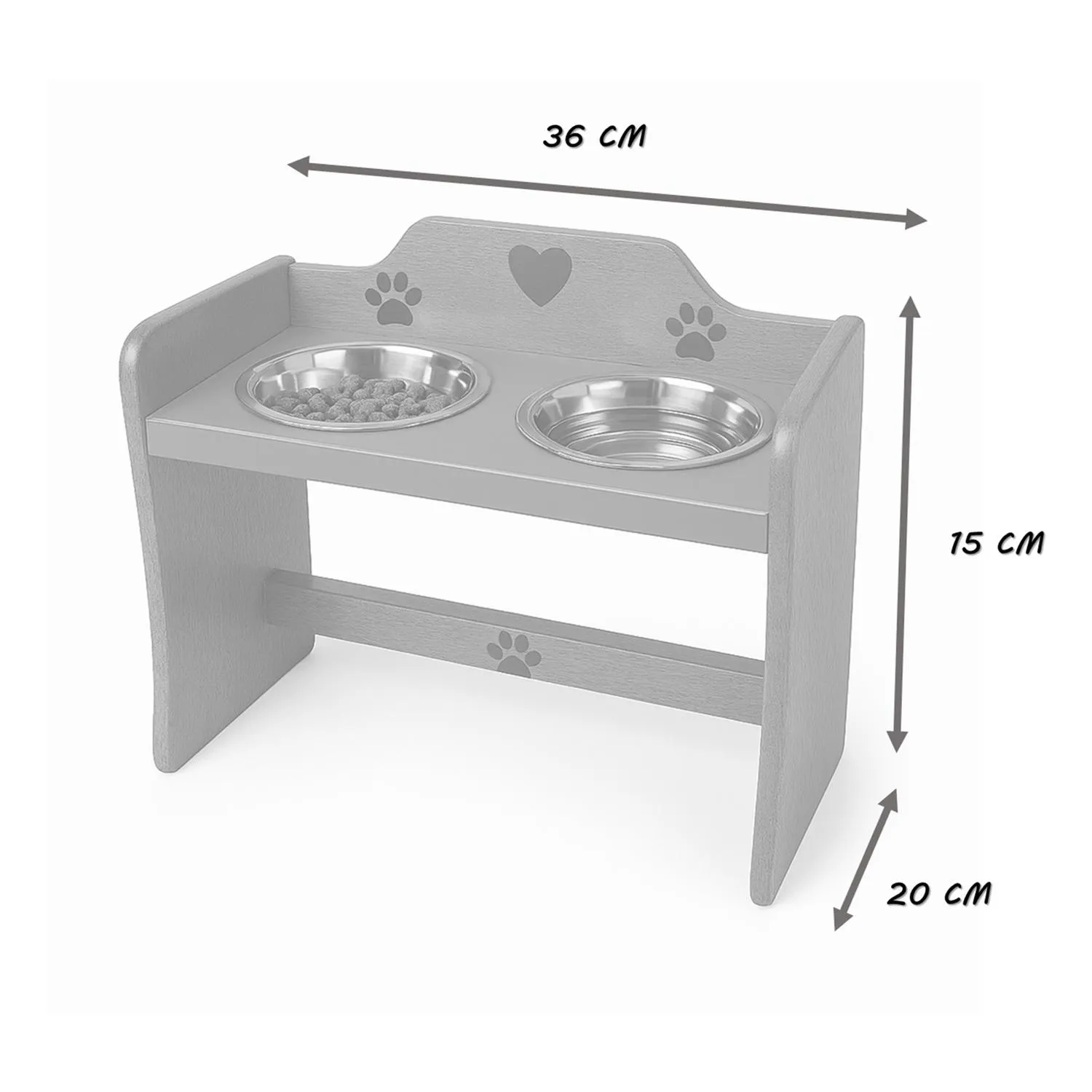 Comedero Para Perro Huellas S Pino-Platos Metalicos Rosa Madelau 5