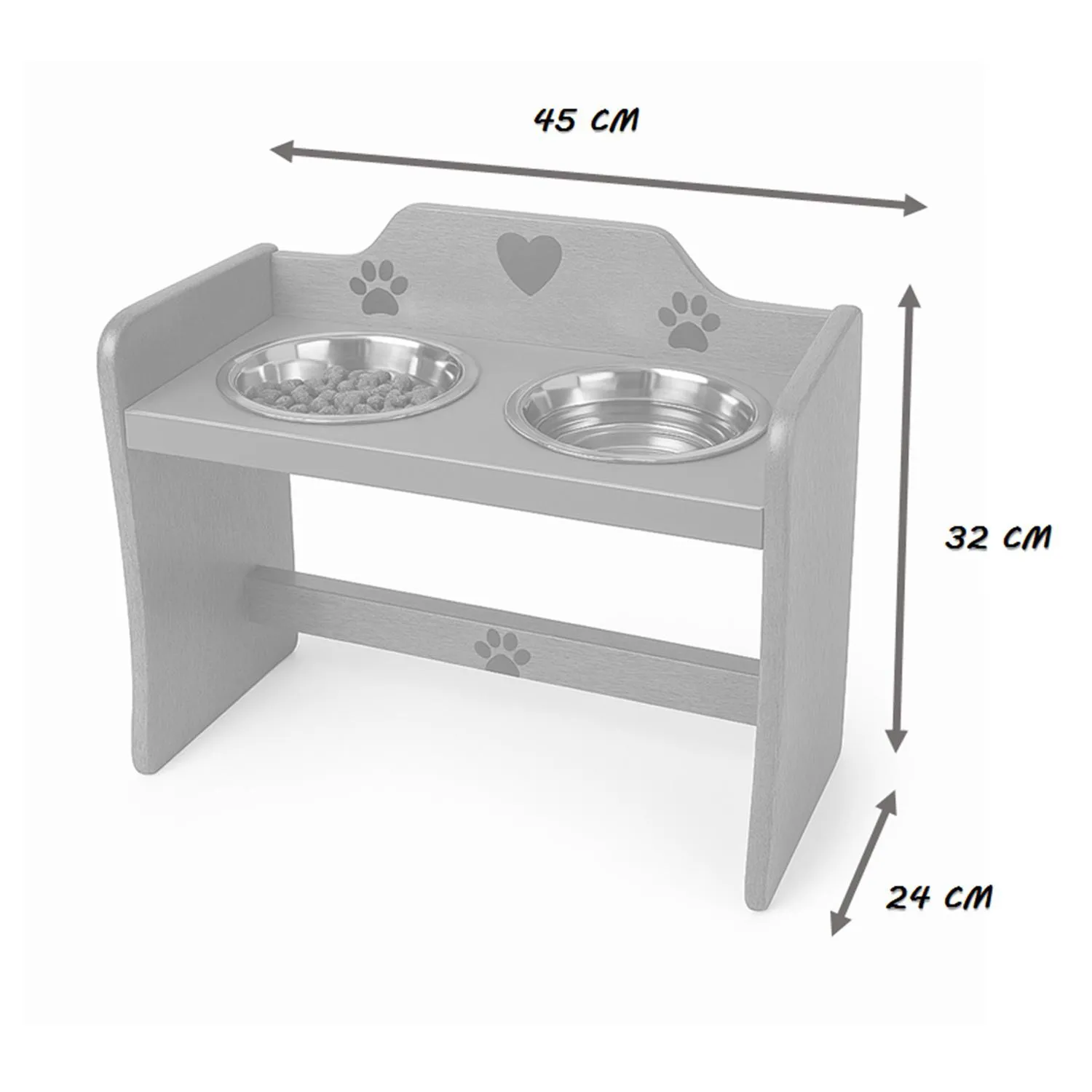 Comedero Para Perro Huellas L Pino-Platos Metalicos Rosa Madelau 4
