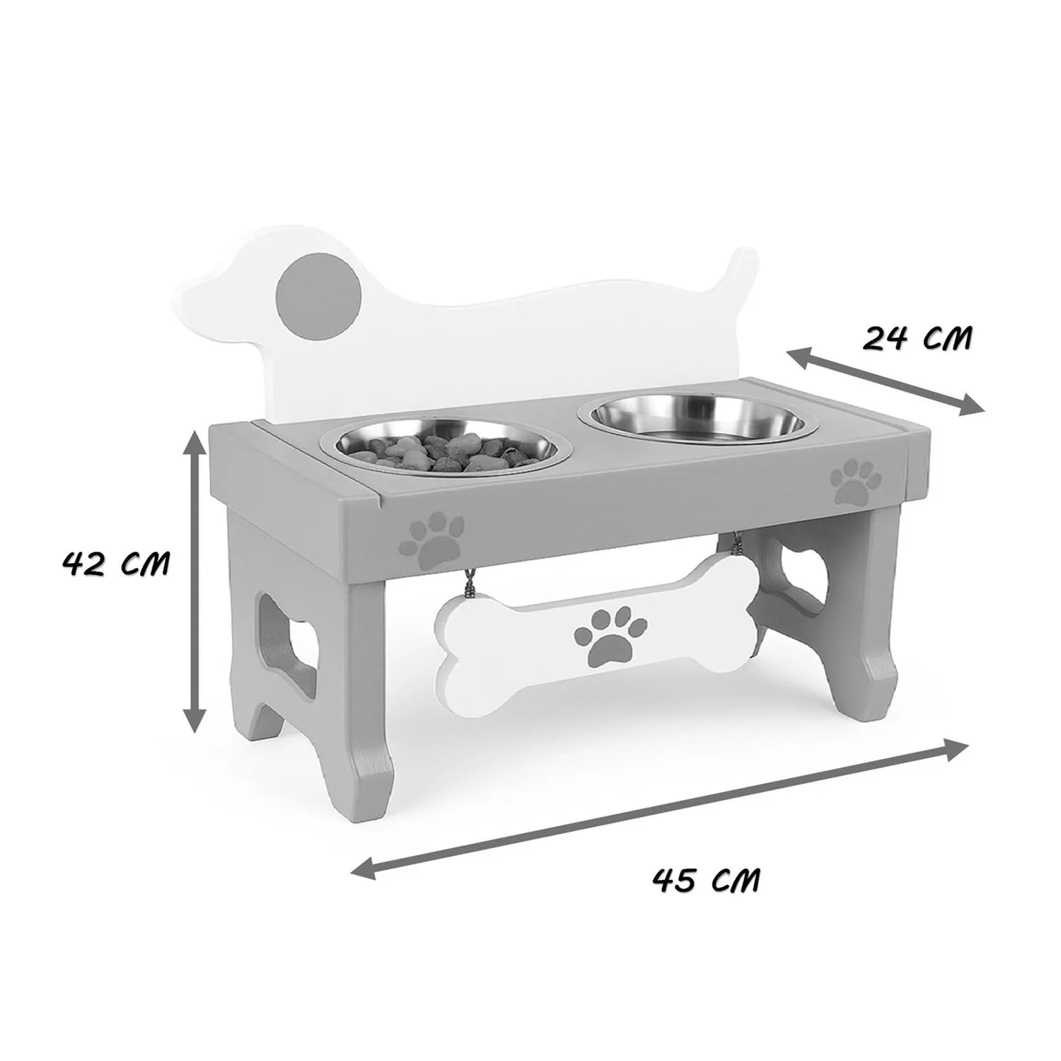 Comedero Para Perro Prinss L Pino-Platos Metalicos Rosa/Blanco Madelau 5