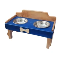 Comedero Para Perro Huellas M Pino-Platos Metalicos Azul Madelau