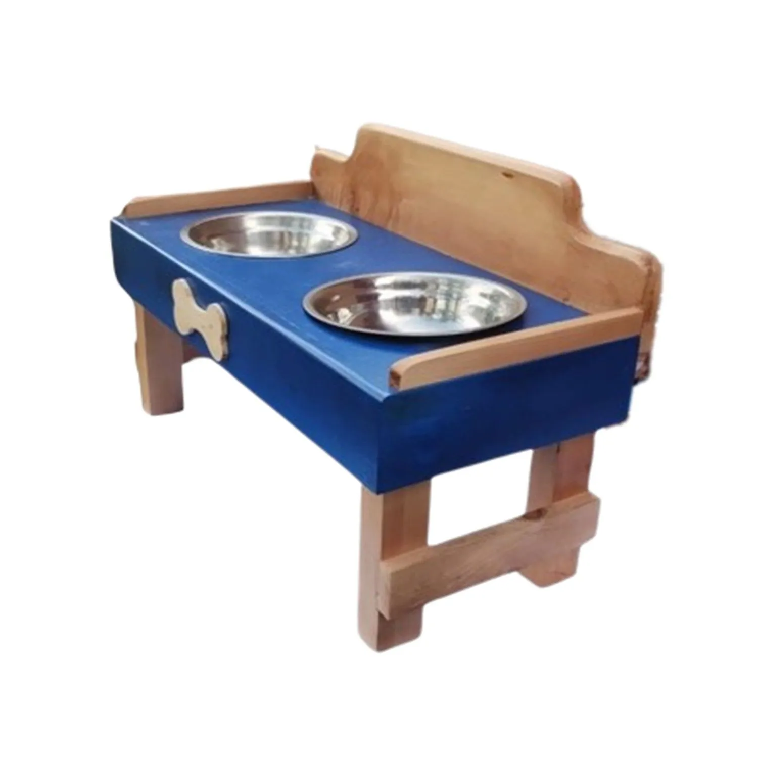Comedero Para Perro Huellas M Pino-Platos Metalicos Azul Madelau