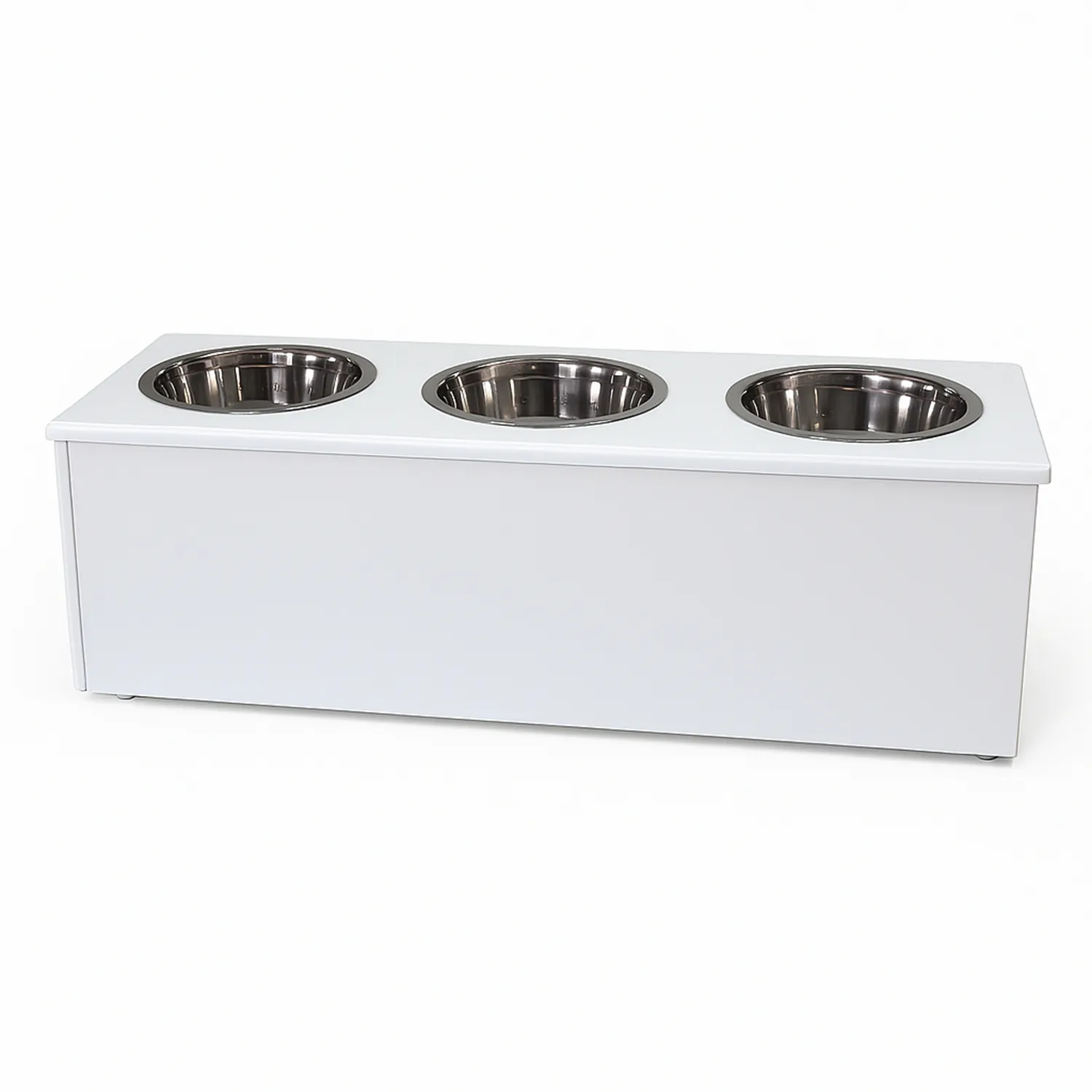 Comedero Para Perro Drawer L Pino-Platos Metalicos Blanco Madelau 4