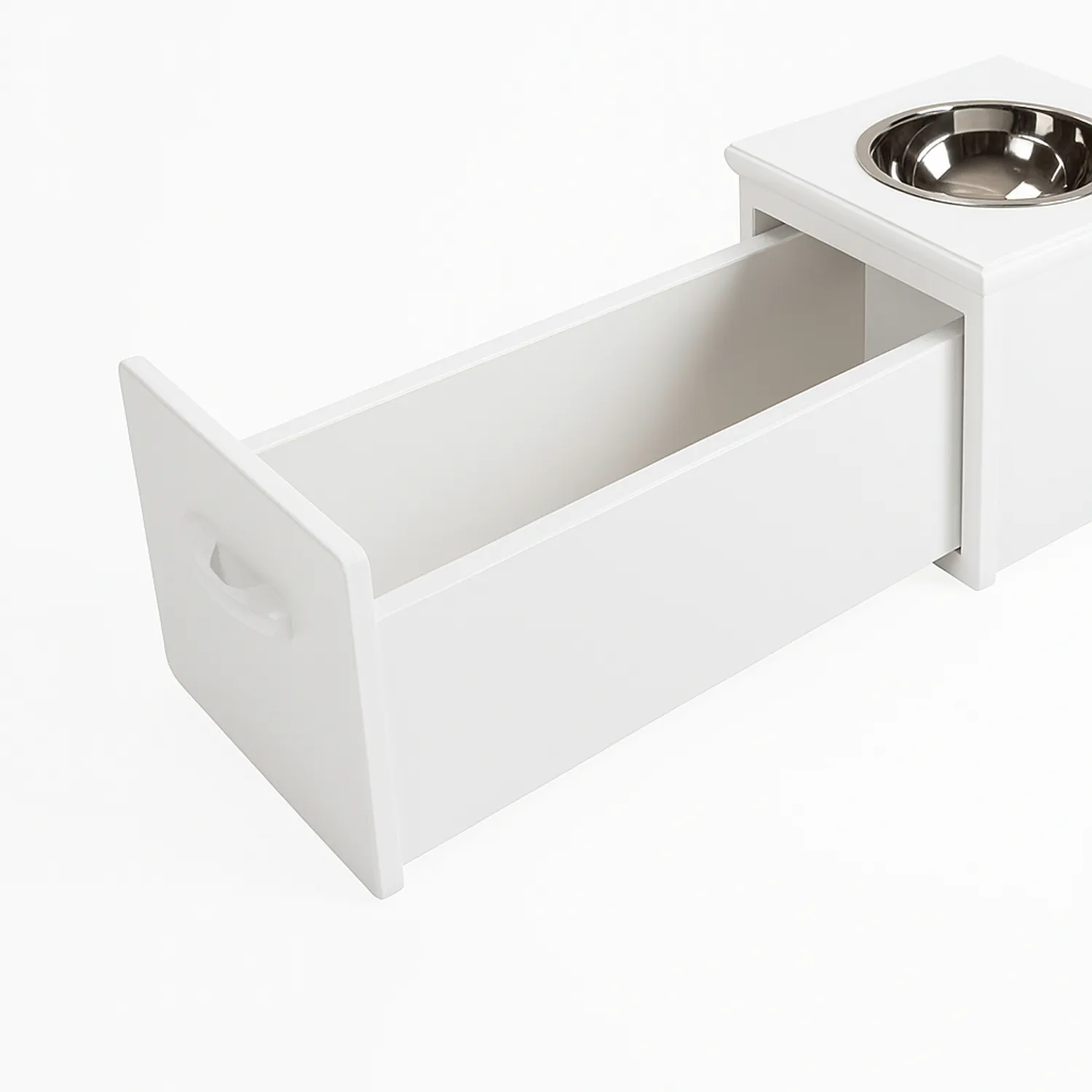 Comedero Para Perro Drawer L Pino-Platos Metalicos Blanco Madelau 6