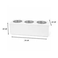 Comedero Para Perro Drawer L Pino-Platos Metalicos Blanco Madelau