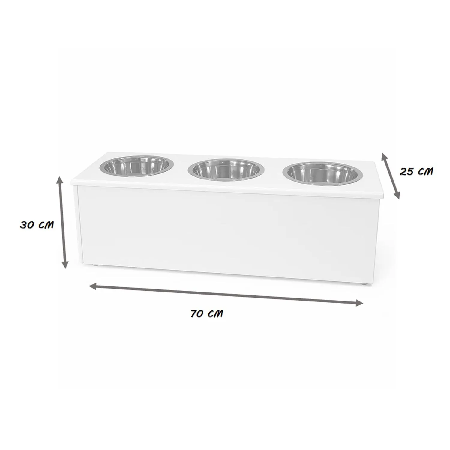 Comedero Para Perro Drawer L Pino-Platos Metalicos Blanco Madelau