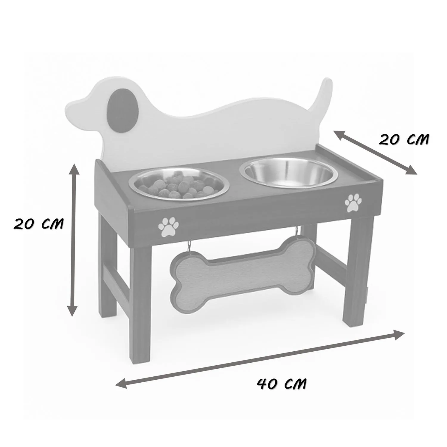 Comedero Para Perro Prinss S Pino-Platos Metalicos Rosa/Café Madelau 5