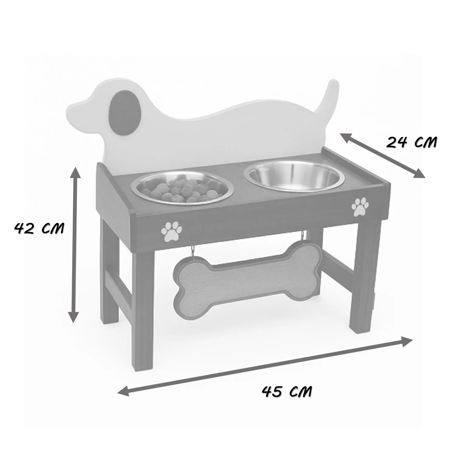 Comedero Para Perro Prinss L Pino-Platos Metalicos Rosa/Café Madelau 5