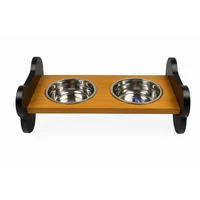 Comedero Para Perro Hueso L Pino-Platos Metalicos Negro Madelau