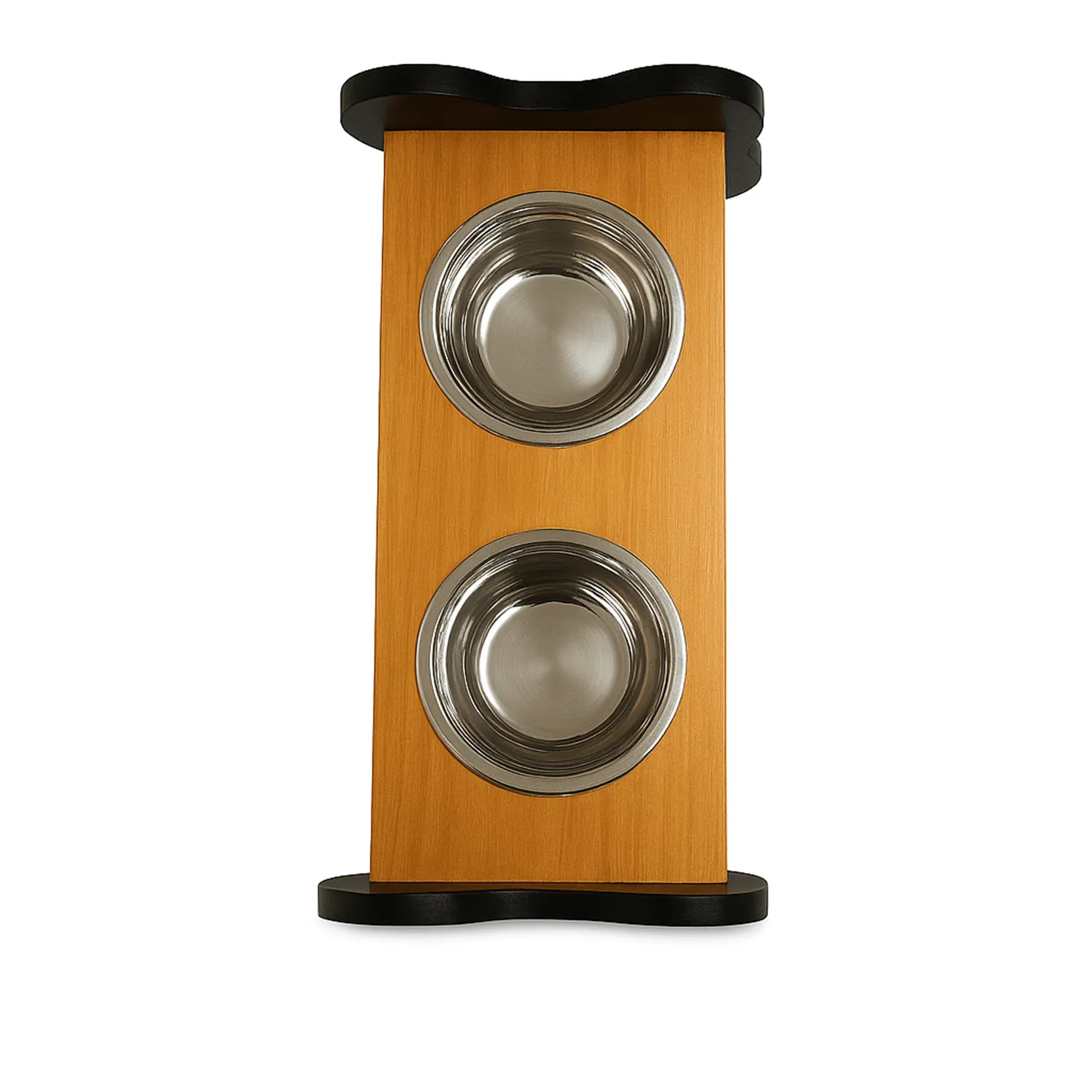 Comedero Para Perro Hueso L Pino-Platos Metalicos Negro Madelau 4