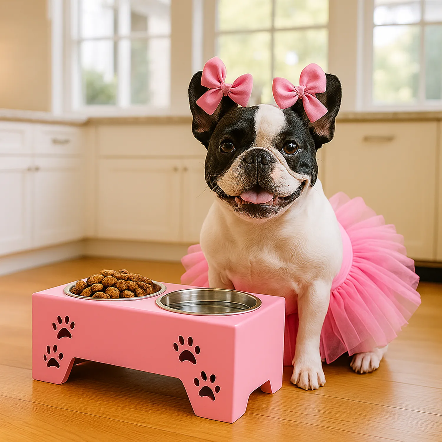 Comedero Para Perro M Pino-Platos Metalicos Rosa Madelau
