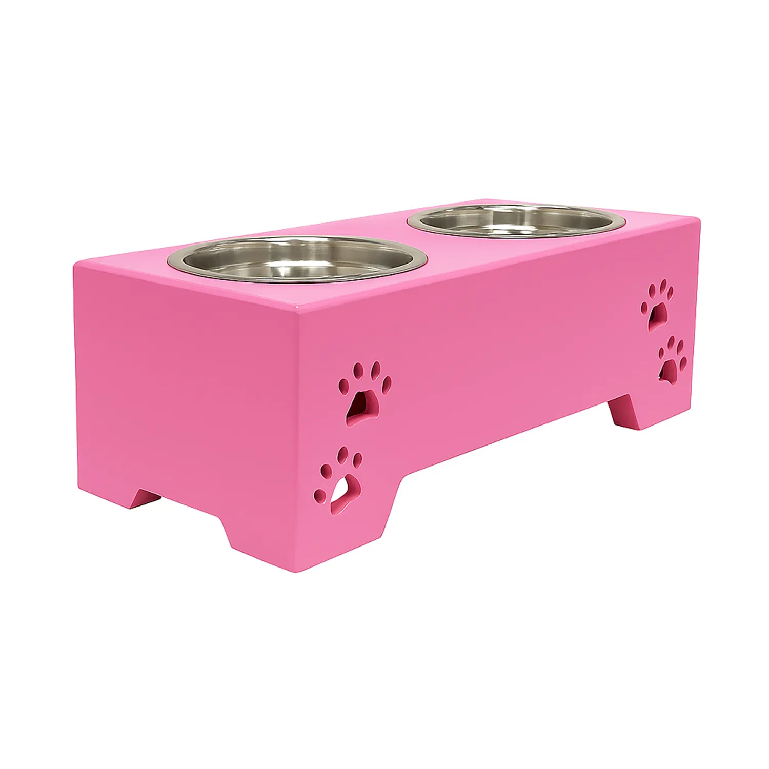 Comedero Para Perro L Pino-Platos Metalicos Rosa Madelau