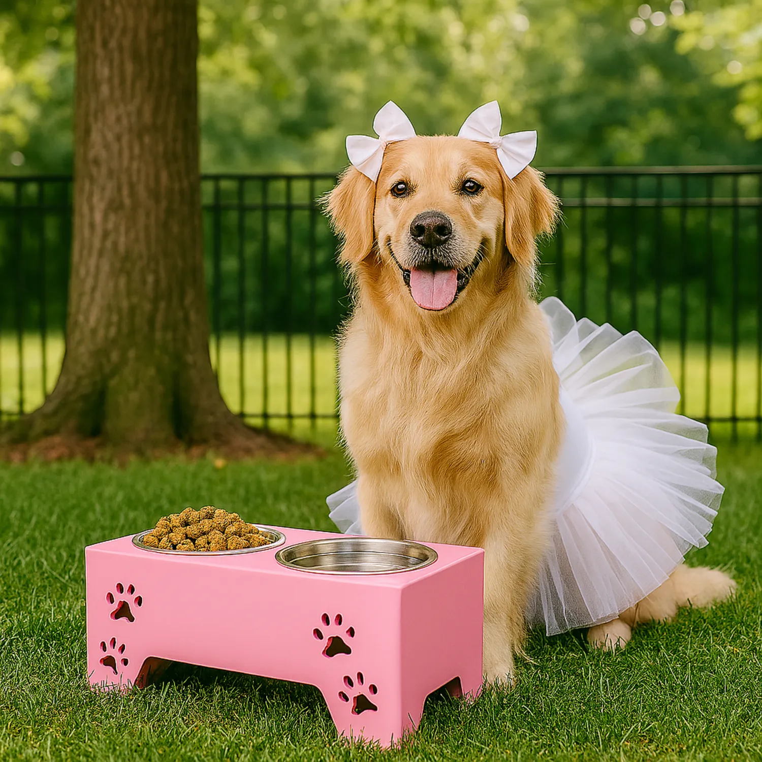 Comedero Para Perro L Pino-Platos Metalicos Rosa Madelau