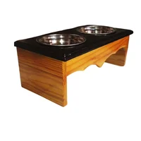 Comedero Para Perro Aesthetic M Pino-Platos Metalicos Negro Madelau