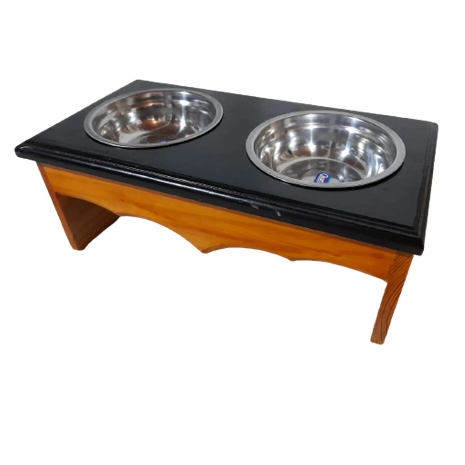 Comedero Para Perro Aesthetic S Pino-Platos Metalicos Negro Madelau