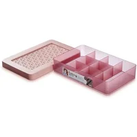 Caja Mediana Hanna con Divisiones para Joyas Rosada con Tapa
