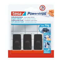 Gancho Adhesivo Removible Rectangular Size S Negro X3 Unds Tesa