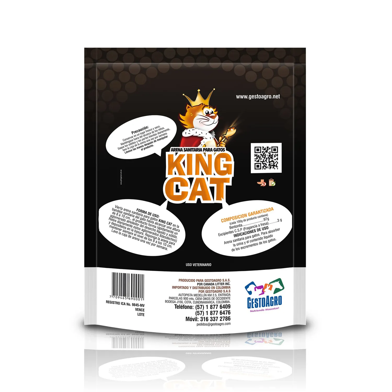 Arena Sanitaria Gato Aglomerante Bentonita King Cat 4.5 Kg