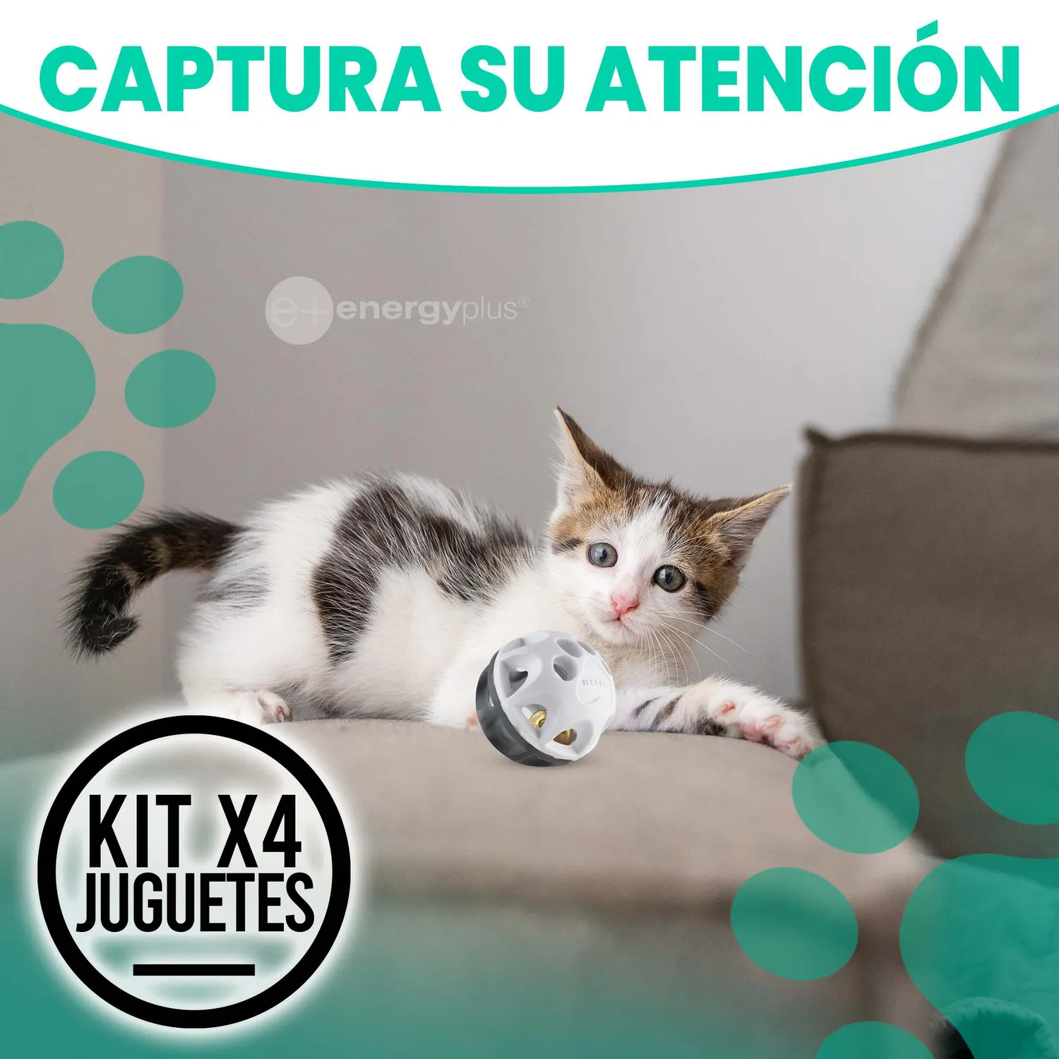 Kit X4 Pelotas para Gatos Con Cascabel Suave Resistente 4
