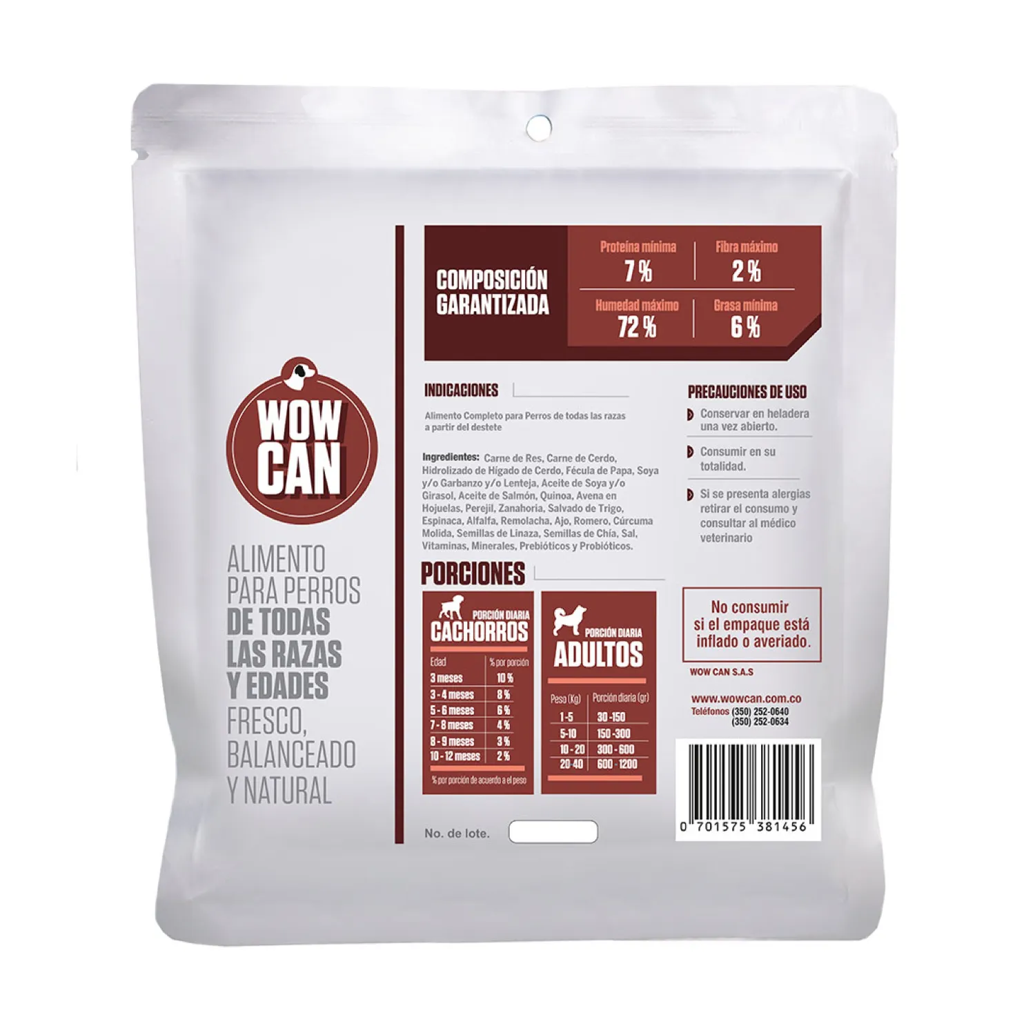 Comida Húmeda Perro Baja En Proteína 300 G Wow Can