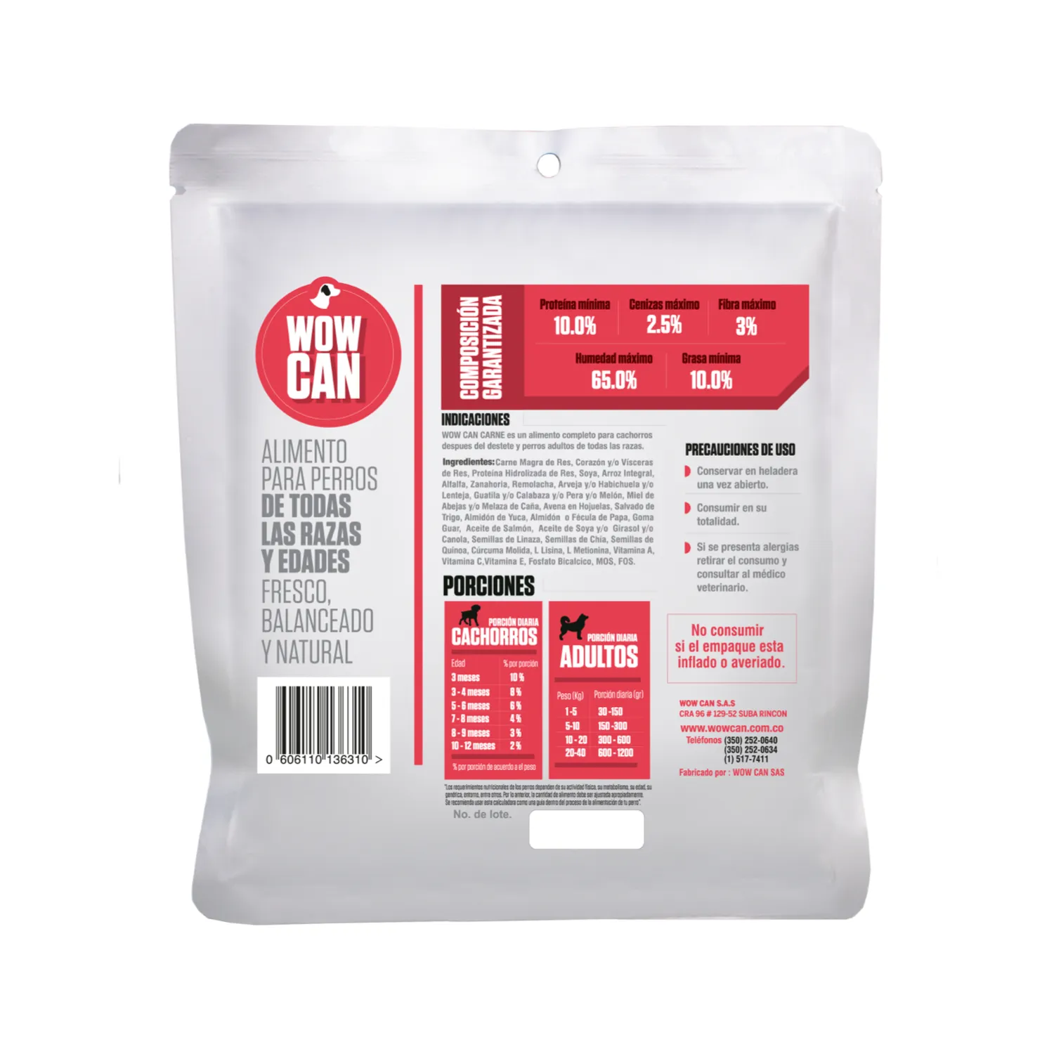 Comida Húmeda Perro Carne De Res 300g Wow Can